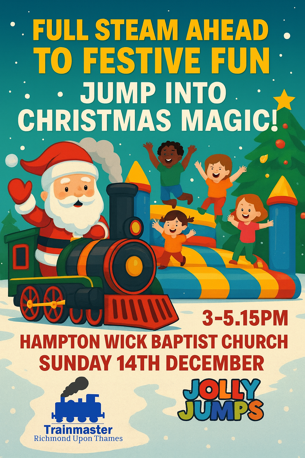 Hampton Wick | Santa's Train and Play Extravaganza | Sunday 14th December | 3:00 - 5:15pm | Trainmaster First | Additional Adult