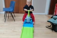 Toddler on train roller coaster